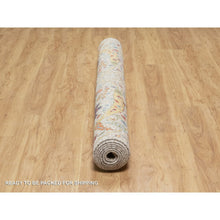 Load image into Gallery viewer, 6&#39;3&quot;x9&#39;1&quot; Cosmic Latte White, Soft and Plush Pile, Hand Knotted With Sickle Leaf Design, Silk With Textured Wool, Oriental Rug FWR545682