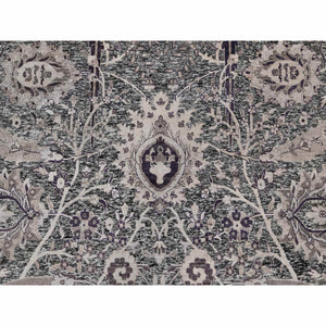 10'x13'10" Major Brown With Essence Of Black, Hand Knotted Sickle Leaf Design Soft Pile, Wool and Silk Oriental Rug FWR545688