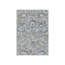 Load image into Gallery viewer, 2&#39;1&quot;x3&#39; Eider White, Sickle Leaf Design, Plush and Lush Soft Pile, Silk With Textured Wool, Hand Knotted, Mat Oriental Rug FWR545712