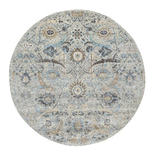 Load image into Gallery viewer, 10&#39;x10&#39; Tahira White, Hand Knotted, Silk With Textured Wool, Sickle Leaf Design, Lush and Plush Soft Pile, Round Oriental Rug FWR545754