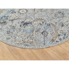 Load image into Gallery viewer, 10&#39;x10&#39; Tahira White, Hand Knotted, Silk With Textured Wool, Sickle Leaf Design, Lush and Plush Soft Pile, Round Oriental Rug FWR545754