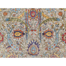 Load image into Gallery viewer, 2&#39;7&quot;x20&#39;2&quot; Cornsilk White, Sickle Leaf Design, Soft and Plush Pile, Silk With Textured Wool, Hand Knotted XL Runner Oriental Rug FWR545772