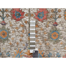 Load image into Gallery viewer, 4&#39;2&quot;x12&#39; Chalk Beige, Silk With Textured Wool, Soft and Plush Pile, Hand Knotted, Directional Vase Design, Wide Runner Oriental Rug FWR545802