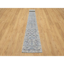 Load image into Gallery viewer, 2&#39;7&quot;x27&#39;7&quot; Solstice White, Hand Knotted, Tabriz Vase With Pomegranate Design, Silk With Textured Wool, Soft and Vibrant Pile, XL Runner Oriental Rug FWR545808