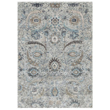 Load image into Gallery viewer, 5&#39;x7&#39;1&quot; Chiffon White, Sickle Leaf Design, Hand Knotted, Plush and Lush, Silk With Textured Wool, Borderless Oriental Rug FWR545814