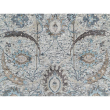 Load image into Gallery viewer, 5&#39;x7&#39;1&quot; Chiffon White, Sickle Leaf Design, Hand Knotted, Plush and Lush, Silk With Textured Wool, Borderless Oriental Rug FWR545814