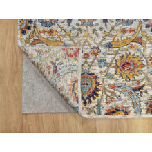 Load image into Gallery viewer, 2&#39;7&quot;x22&#39;1&quot; Oyster White, Hand Knotted, Silk With Textured Wool, XL Runner Sickle Leaf Design, Soft Pile, Oriental Rug FWR545826