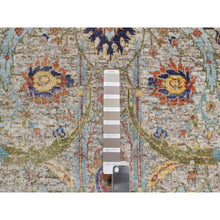 Load image into Gallery viewer, 2&#39;7&quot;x22&#39;1&quot; Oyster White, Hand Knotted, Silk With Textured Wool, XL Runner Sickle Leaf Design, Soft Pile, Oriental Rug FWR545826