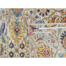 Load image into Gallery viewer, 2&#39;7&quot;x22&#39;1&quot; Oyster White, Hand Knotted, Silk With Textured Wool, XL Runner Sickle Leaf Design, Soft Pile, Oriental Rug FWR545826