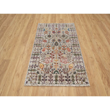 Load image into Gallery viewer, 3&#39;x5&#39; Ballet White, Directional Vase All Over Design, Silk with Textured Wool, Hand Knotted, Oriental Rug FWR545832