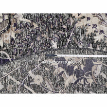 Load image into Gallery viewer, 8&#39;x8&#39; Tarmac Brown, Hand Knotted With Essence Of Black, Sickle Leaf Design, Plush and Lush, Wool and Silk, Borderless Round Oriental Rug FWR545838