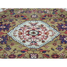 Load image into Gallery viewer, 4&#39;6&quot;x6&#39;4&quot; Green Hand-Knotted Antique Persian Heriz Mint Cond Pure Wool Oriental Rug FWR206706