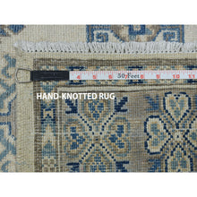 Load image into Gallery viewer, 4&#39;x6&#39;1&quot; Ivory Vintage Look Kazak Geometric Design Hand-Knotted Oriental Rug FWR302022