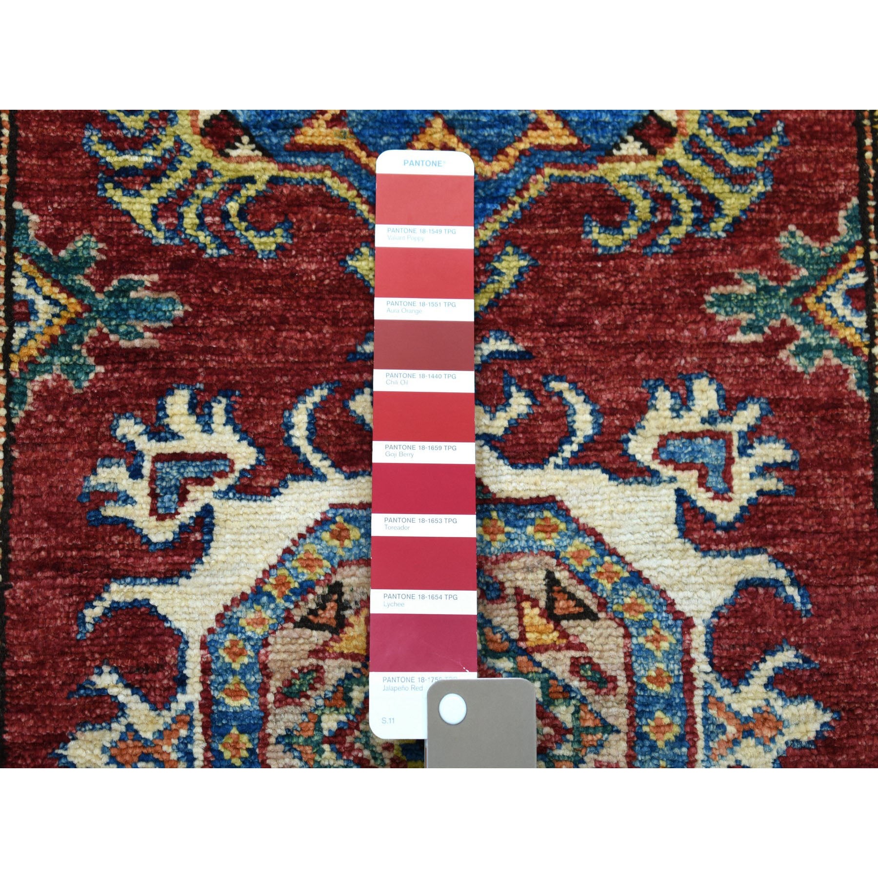 Geometric Super Kazak Hand Knotted Wool Rug - 5' 8