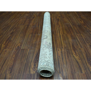 6'3"x9'1" Cream Vintage Persian Tabriz Worn Pile Hand Knotted Oriental Rug FWR312774