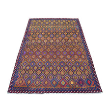 Load image into Gallery viewer, 4&#39;3&quot;x6&#39;2&quot; Brown Tribal Design Colorful Afghan Baluch Pure Wool Hand Knotted Oriental Rug FWR318870