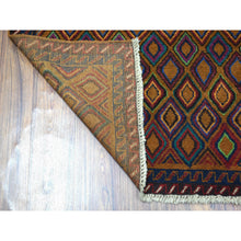 Load image into Gallery viewer, 4&#39;3&quot;x6&#39;2&quot; Brown Tribal Design Colorful Afghan Baluch Pure Wool Hand Knotted Oriental Rug FWR318870