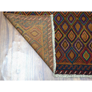 4'3"x6'2" Brown Tribal Design Colorful Afghan Baluch Pure Wool Hand Knotted Oriental Rug FWR318870