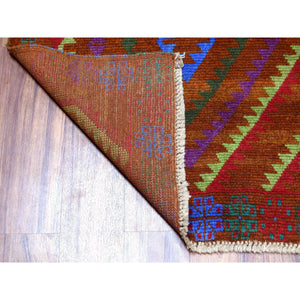 6'1"x7'8" Brown Colorful Afghan Baluch Geometric Design Hand Knotted 100% Wool Oriental Rug FWR318900