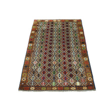 Load image into Gallery viewer, 3&#39;1&quot;x4&#39;8&quot; Brown Colorful Afghan Baluch Geometric Design Hand Knotted 100% Wool Oriental Rug FWR319050