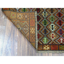 Load image into Gallery viewer, 3&#39;1&quot;x4&#39;8&quot; Brown Colorful Afghan Baluch Geometric Design Hand Knotted 100% Wool Oriental Rug FWR319050