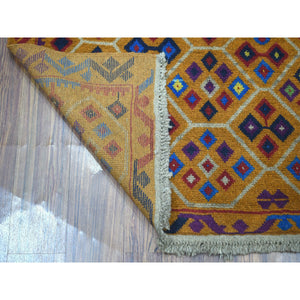 4'x5'10" Colorful Afghan Baluch Tribal Design Hand Knotted 100% Wool Oriental Rug FWR319092