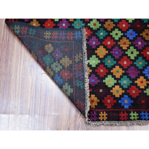 3'5"x5' Colorful Afghan Baluch All Over Design Hand Knotted Pure Wool Oriental Rug FWR319746