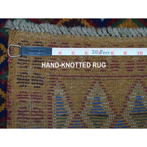 4'3"x6'1" Brown Tribal Design Colorful Afghan Baluch Hand Knotted Pure Wool Oriental Rug FWR319812