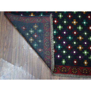 4'3"x6' Blue All Over Design Colorful Afghan Baluch Pure Wool Hand Knotted Oriental Rug FWR319830