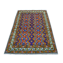 Load image into Gallery viewer, 4&#39;x5&#39;10&quot; Orange Colorful Afghan Baluch Tribal Design Hand Knotted Pure Wool Oriental Rug FWR319914