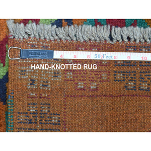 5'8"x7'10" Burnt Orange Colorful Afghan Baluch Hand Knotted Geometric Design Pure Wool Oriental Rug FWR320034