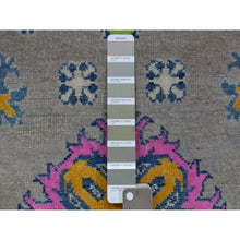 Load image into Gallery viewer, 3&#39;5&quot;x4&#39;10&quot; Colorful Gray Fusion Kazak Pure Wool Geometric Design Hand Knotted Oriental Rug FWR322680