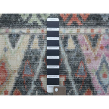 Load image into Gallery viewer, 6&#39;4&quot;x9&#39;2&quot; Charcoal Black With Anatolian Design Organic Wool Hand Knotted Oriental Rug FWR336540