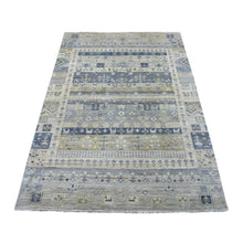 Load image into Gallery viewer, 4&#39;x6&#39; Hand-Knotted Taupe Kashkuli Gabbeh With Small Animal Figurines Organic Wool Village Rug FWR338556