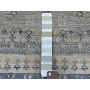 4'x6' Hand-Knotted Taupe Kashkuli Gabbeh With Small Animal Figurines Organic Wool Village Rug FWR338556