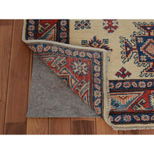 Load image into Gallery viewer, 4&#39;x5&#39;7&quot; Ivory Special Kazak Geometric Design Pure Wool Hand Knotted Oriental Rug FWR342426