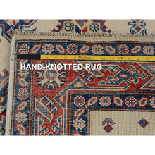 Load image into Gallery viewer, 4&#39;x5&#39;7&quot; Ivory Special Kazak Geometric Design Pure Wool Hand Knotted Oriental Rug FWR342426