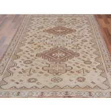 Load image into Gallery viewer, 5&#39;x7&#39;5&quot; Earth Tones Vintage and Worn Down Persian Shiraz Clean Pure Wool Distressed Hand Knotted Oriental Rug FWR345696