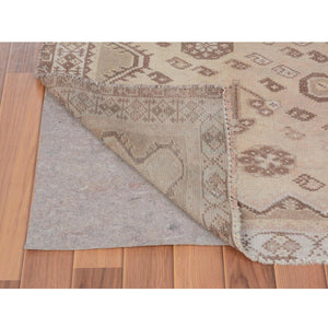 5'x7'5" Earth Tones Vintage and Worn Down Persian Shiraz Clean Pure Wool Distressed Hand Knotted Oriental Rug FWR345696