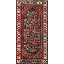 Load image into Gallery viewer, 5&#39;x9&#39;10&quot; Semi Antique Hand Knotted Red Persian Hamadan Sheared Low Clean Organic Wool Shabby Chic Gallery Size Runner Oriental Rug FWR347880