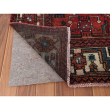 Load image into Gallery viewer, 5&#39;x9&#39;10&quot; Semi Antique Hand Knotted Red Persian Hamadan Sheared Low Clean Organic Wool Shabby Chic Gallery Size Runner Oriental Rug FWR347880