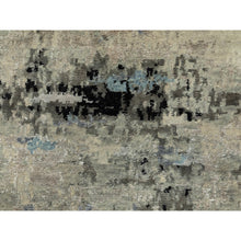 Load image into Gallery viewer, 2&#39;6&quot;x5&#39;10&quot; Abstract Design Silver-Blue Hand Knotted Modern Wool &amp; Silk Oriental Runner Rug FWR350946