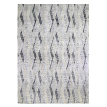 Load image into Gallery viewer, 10&#39;x14&#39; DIMENSIONAL CURTAINS Gray Silk With Textured Wool Hand Knotted Oriental Rug FWR354918