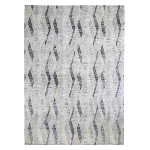 10'x14' DIMENSIONAL CURTAINS Gray Silk With Textured Wool Hand Knotted Oriental Rug FWR354918