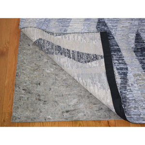 10'x14' DIMENSIONAL CURTAINS Gray Silk With Textured Wool Hand Knotted Oriental Rug FWR354918