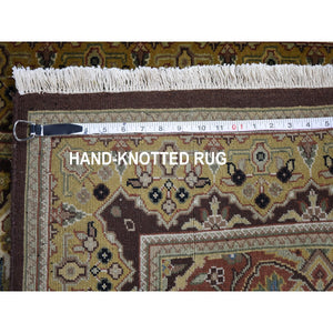 2'7"x12' Brown Tabriz Garden Design Runner Hand Knotted Pure Wool Oriental Rug FWR355206