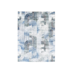 5'1"x7' THE INTERTWINED PASSAGE, Silk with Textured Wool Hand Knotted Oriental Rug FWR356886