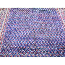 Load image into Gallery viewer, 6&#39;1&quot;x11&#39;4&quot; Navy Blue Semi Antique Seraband All Over Botteh Design Pure Wool Hand Knotted Wide Runner Oriental Rug FWR357054