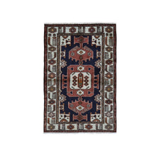 Load image into Gallery viewer, 4&#39;3&quot;x6&#39;4&quot; Midnight Blue New Persian Hamadan Geometric Design Pure Wool Hand Knotted Oriental Rug FWR358764