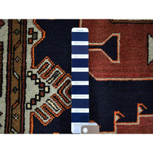 Load image into Gallery viewer, 4&#39;3&quot;x6&#39;4&quot; Midnight Blue New Persian Hamadan Geometric Design Pure Wool Hand Knotted Oriental Rug FWR358764